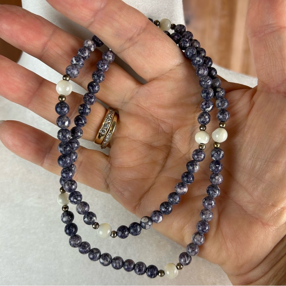 Vintage Tiffany Stone Beaded Utah Stone/Rare Healing Necklace Sterling Silver - Picture 13 of 16